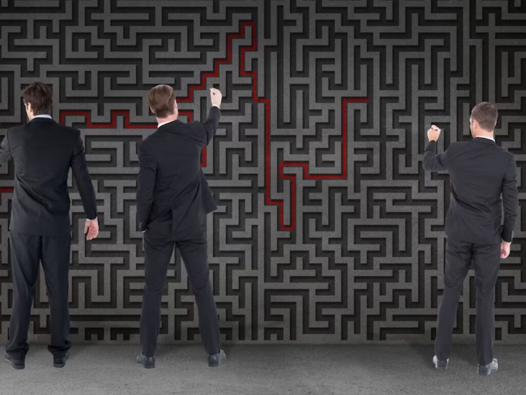 Businessmen Solving Maze