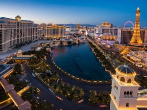aerial las vegas at night