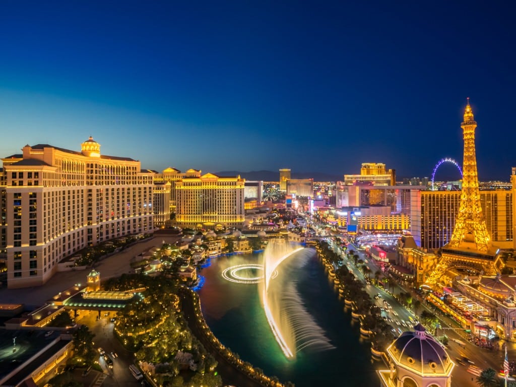 aerial las vegas at night