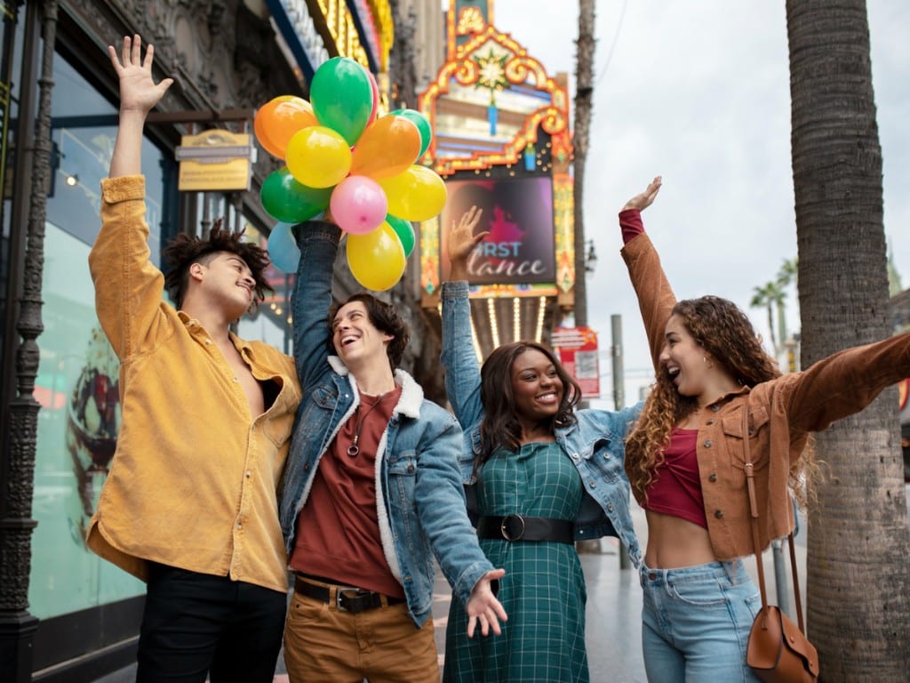 friends having fun with balloons